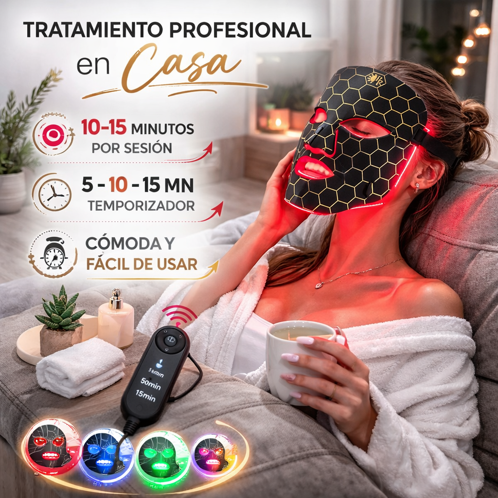 Mascarilla Led Facial Terapia Recargable