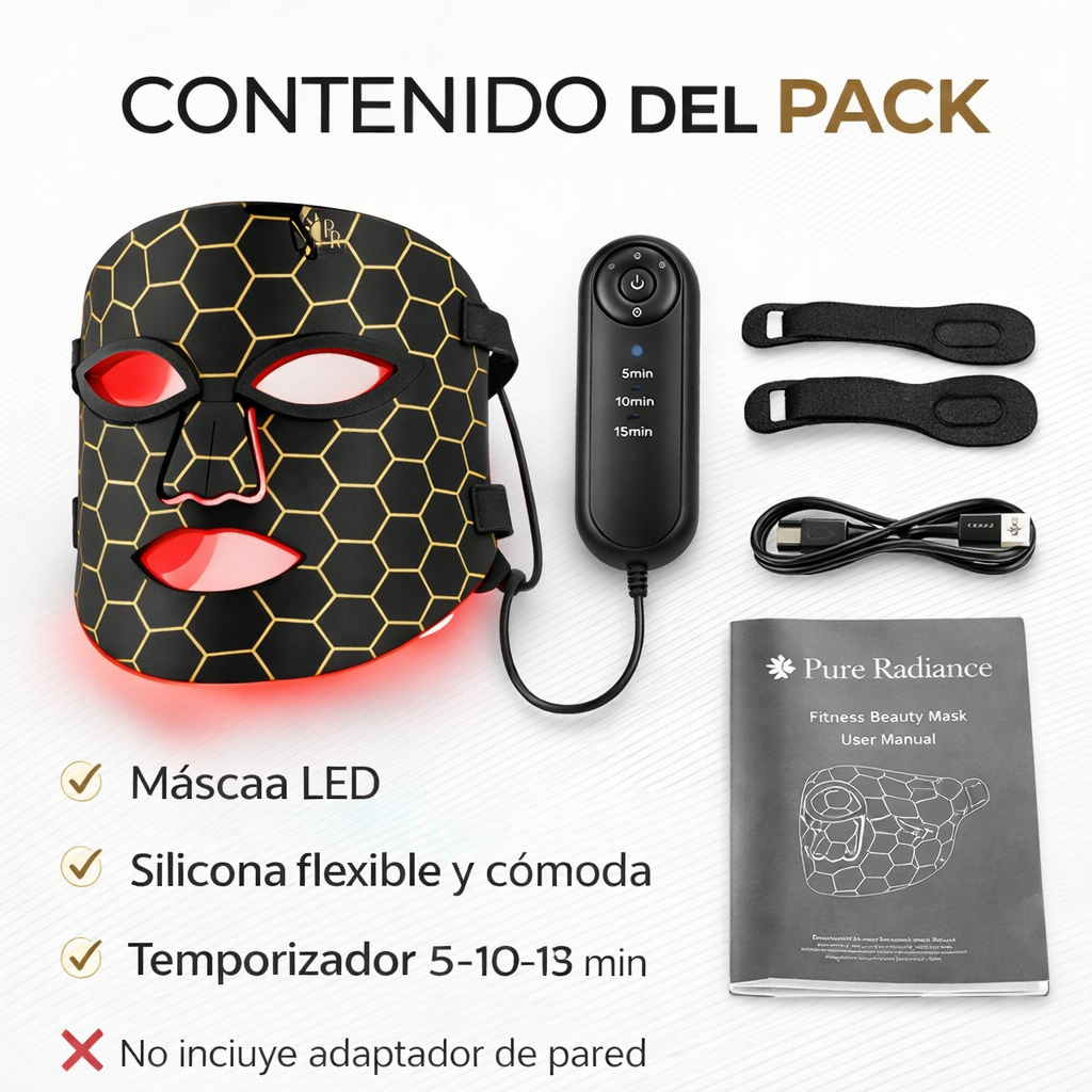 Mascarilla Led Facial Terapia Recargable
