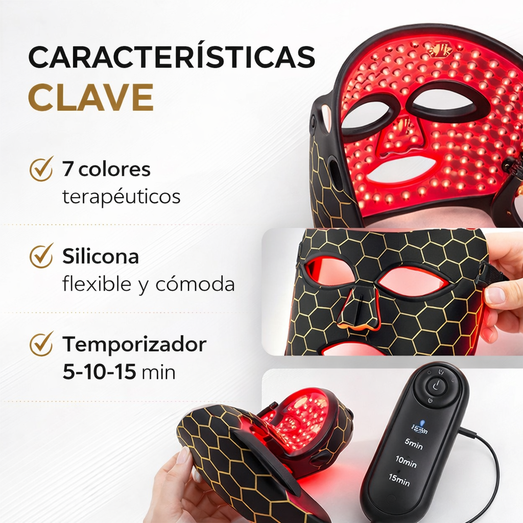 Mascarilla Led Facial Terapia Recargable